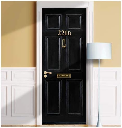 Baker Street 221b Door Mural. 1 Piece Sticker, Decal. Wrap, Cover. Peel and Stick, Self-Adhesive, Removable (36"x80", Variant 1)