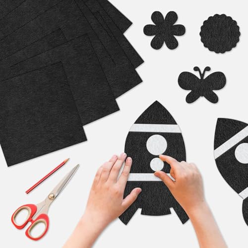 Image of Asian Hobby Crafts A4 Black Felt Fabric Sheets for Flower Making & DIY Craft Projects, Scrapbooking, Sewing Dolls, Embroidery & Patchwork, School Projects, Kids Art & Craft Supplies, Home Decorations - Set of 10 Pcs