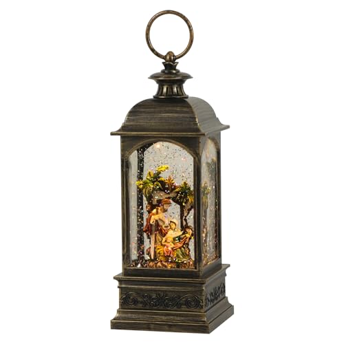 Weihnachtskrippe mit Musik 25 Eldnacele Weihnachtliche Schneekugel Laterne mit Timer & Musik,...