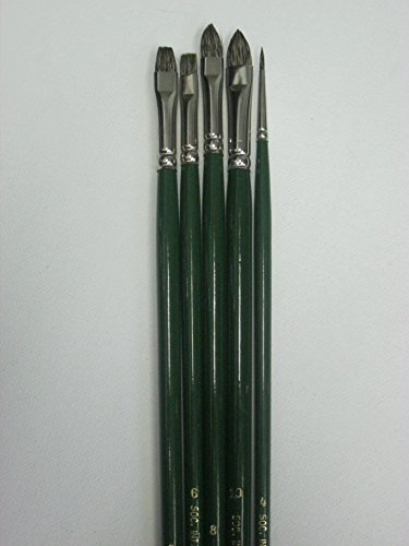 Set of 5 Pcs Russian Black Sable Quality Artist Oil Brushes Long Handle