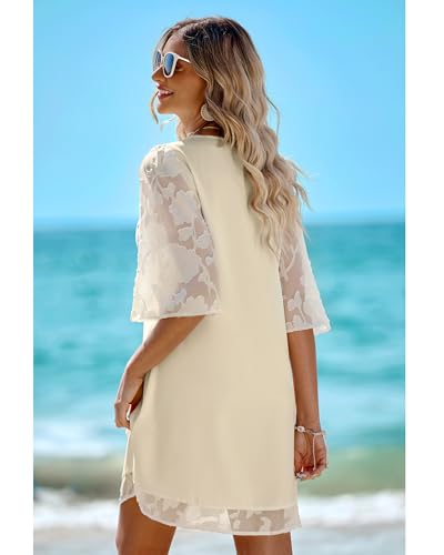 Image of LookbookStore 3 /4 Sleeve Dress for Women Shift Cute Summer Tunic Floral Lace Dresses