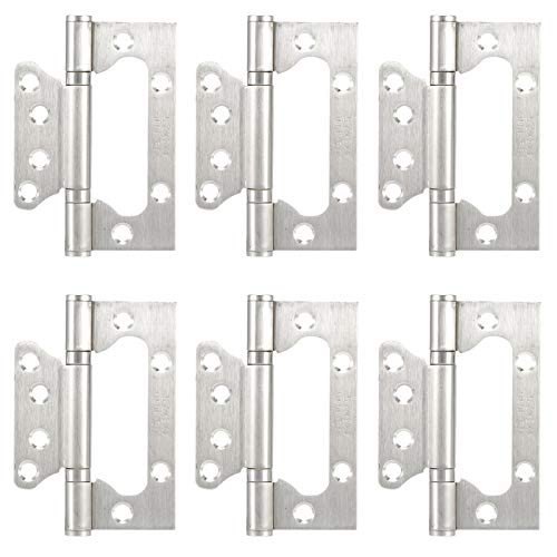 Generic Slitstarka 6 St Rostfria Dörrgångjärn med Platt öppningsbar Dörr Korrosionsbeständig Möbelbeslag för Hemförbättring