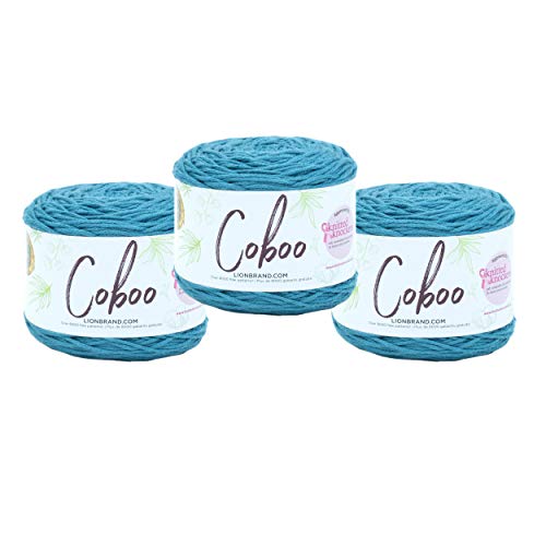 Image of Lion Brand Yarn, Coboo Cotton Blend Crochet Yarn, Denim, 3 Pack