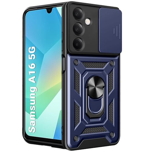 Image of TheGiftKart Tough Armor Bumper Back Cover Case for Samsung Galaxy A16 5G | Sliding Camera Cover, Kickstand & Ring Holder | 360 Protection Back Cover Case for Samsung Galaxy A16 5G (PC & TPU, Blue)