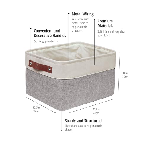 Image of DECOMOMO Storage Bins, Extra Large Fabric Storage Baskets for Shelves, Decorative Linen Closet Organizer, 15.8 x 12.5 x 10 inches (Grey & White, 3 Pack)