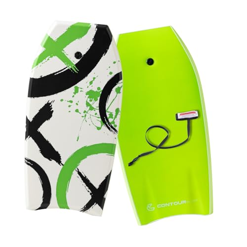 CONTOUR SURF Breeze Bodyboard de 104,1 cm – Planche de corps légère en EPS avec pont en IXPE, fond lisse en polyéthylène haute densité, queue croissant...