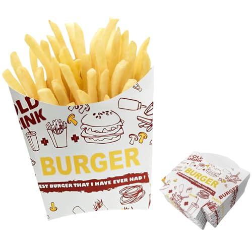 Damaiyyy Caja de Patatas Fritas Copas de Patatas Fritas 24PCS Vasitos para Aperitivos Carton Cajas para Palomitas para Aperitivos, Cajas de Bocadillos, Película de Viaje, Fiesta Nocturna