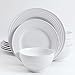 Gibson Home - 102274.12RM Gibson Home 12 Piece Plaza Cafe Round Dinnerware Set with Embossed Stoneware, White -
