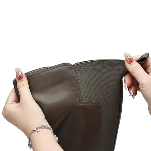Image of TEAIEU Knee High Boots for Women, Platform Chunky Block Low Heel Tall Boots, Round Toe Side Zipper Fall Long Boots for Dress, Stretch Calf, Comfortable