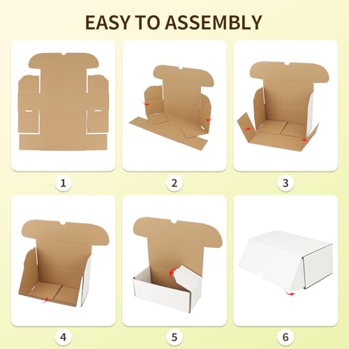 Image of WIFTREY 50 Pack 8x4x3 Small Shipping Boxes for Packing Small Business, White Corrugated Cardboard mailing Box for Shipping