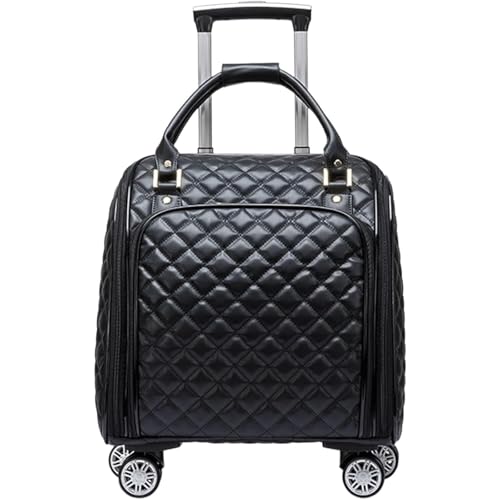 HJDQMDHA Silencioso Maleta de Mano de Cuero PU con Ruedas giratorias, Carrito Suave para Cabina, Equipaje de Mano de Viaje Ligero y Duradero Liso