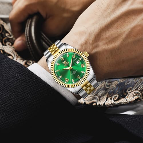 Image of OLEVS Watch for Men Stainless Steel Quartz Business Dress Diamond Large Dial Waterproof Mens Watches with Date Wrist Watch