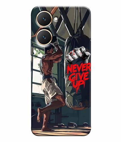 Image of Never Give Up Motivation Quotes Printed Hard Back Case Cover & Compatible for Vivo Y18 4G / Y18E / Y03 4G / T3 Lite (Multicolor) - D1809