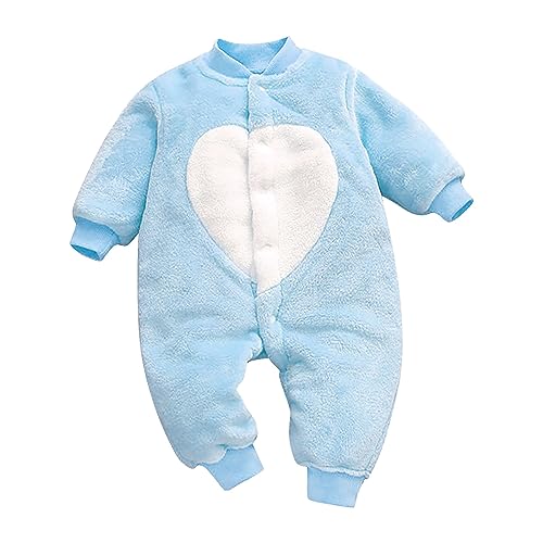 Toddler Baby Soft Warm Fuzzy Fleece Romper Sleepsuit Pyjamas Onesie Jumpsuit for Girls Boys Snowsuit Cute Clothess Girls Boys Fluffy Pyjamas Set (Blue, 6-12 Months)