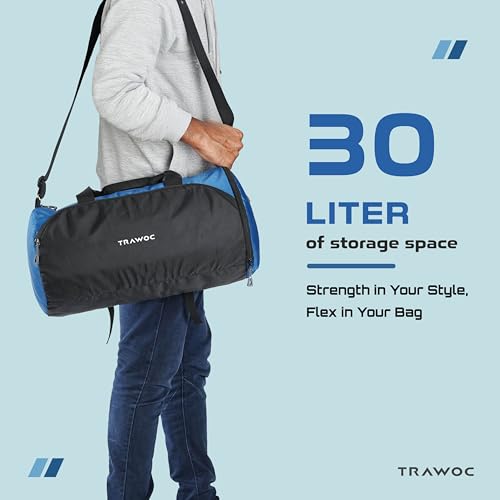 TRAWOC 30L Gym, Sports & Travel Duffle TMPB02, Unisex Duffel Bag with Shoe Compartment | 3-Year Warranty, EnglishBlue 7 41avrlISNYL