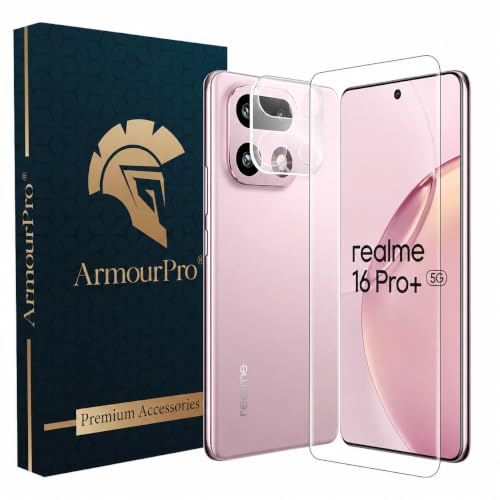 Image of ArmourPro Advanced HD+ UV Tempered Glass for Realme 16 Pro Plus with Clear Camera Lens Protector, Edge-to-Edge Clear Screen Guard, Anti-Scratch, Case Friendly, Bubble-Free Kit