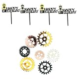 Amosfun Acrylic Gear Cake Toppers Cake Picks Robot Theme Cake Decoration Birthday Party Dessert Inse