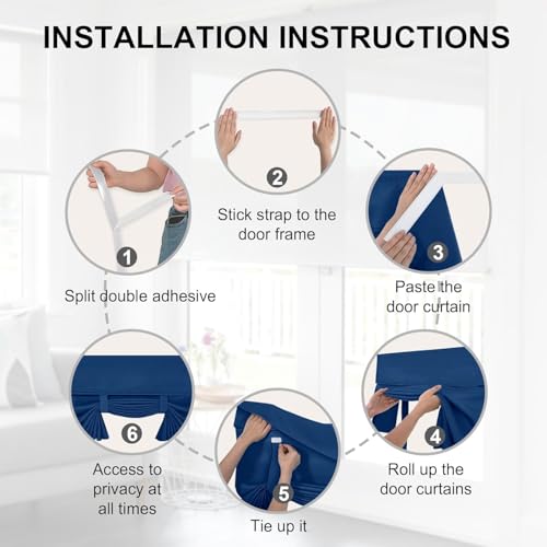 Cortinas opacas térmicas para ventanas francesas y paneles de puerta DWCN con cinta 4