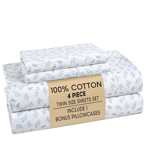 La Mejor Lista de Juegos de sábanas y fundas de almohada los mejores 5. 50 Casa Platino - Juego de sábanas individual 100 % algodón, 4 piezas (1 encimera, 1 bajera, 2 fundas), percal suave y transpirable, con bolsillos profundos, color amatista