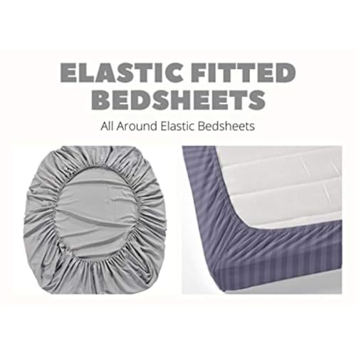 Image of Premium Velvet Solid Woollen Elastic Fitted Bedsheets for Double Bed Queen Size (Size 234 x 254 Cms), with 2 Pillow Covers Elastic, Covers (46 x 68 Cms) (Navy Blue)