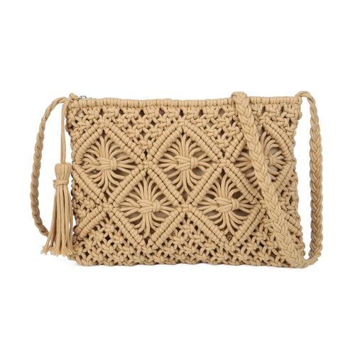 Gladdon Bohemian Small Crossbody Bag for Women Stylish Woven Shoulder Purses with Tassel