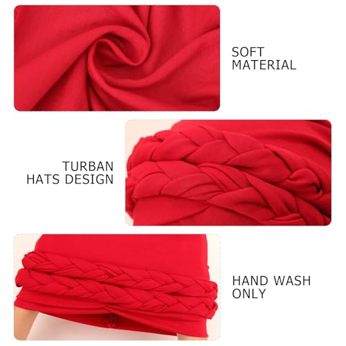 Image of DRESHOW African Women Turban Caps Beanie Twist Headscarf Pre-Tied Double Twisted Braid Hair Cover Wrap Hat Chemo Cancer Cap