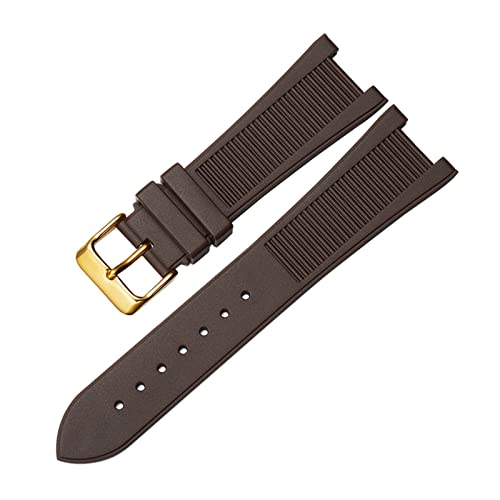 Ceinture de montre en silicone 25mm marron-or compatible Nautilus 5712 g