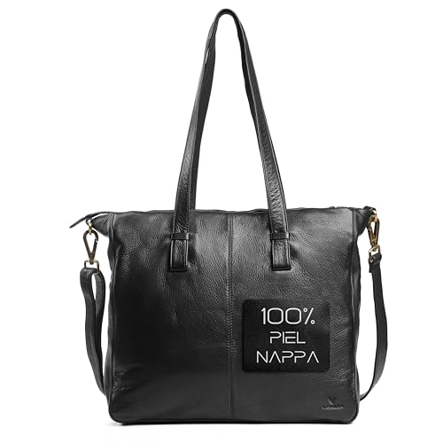 Lavalen Bolso Tote Bag Mujer Piel Auténtica - Bolso Mujer Grande con Estilo – Shopper Bandolera con múltiples Cremalleras - Muchos Compartimentos para uso diario.