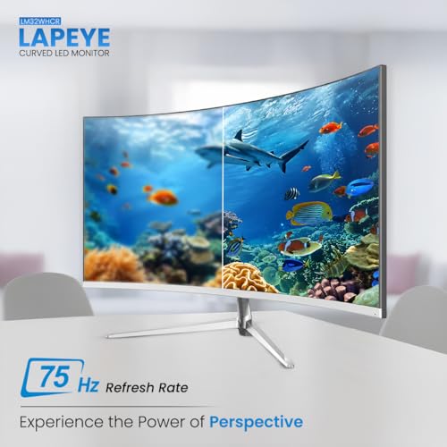 Image of LAPCARE Lapeye 32 Inch Curved Monitor | Full HD 1920x1080 | 75Hz Refresh Rate | HDMI & VGA Ports | Flicker-Free Display | 178 Wide Viewing Angle | Wall Mount Compatible
