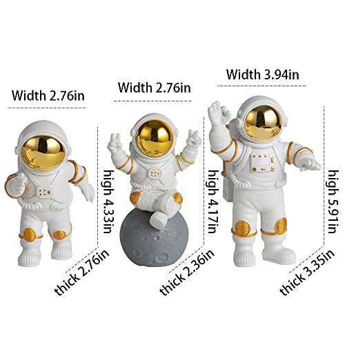 3 Pcs Astronaut Figurine Statue Decor, Cool Cute Space Man Sculpture Decoration For Men Kids Boy, Clearance Ornament Accessories Accents Office Desk Shelf, Bookshelf, Home, Room, Bedroom (White) #TOP1