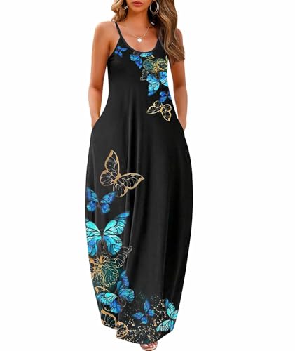 Image of Wolddress Womens Maxi Dress with Pockets 2026 Casual Strap Plus Size Loose Plain Long Office Summer Beach Travel Dresses S-5X