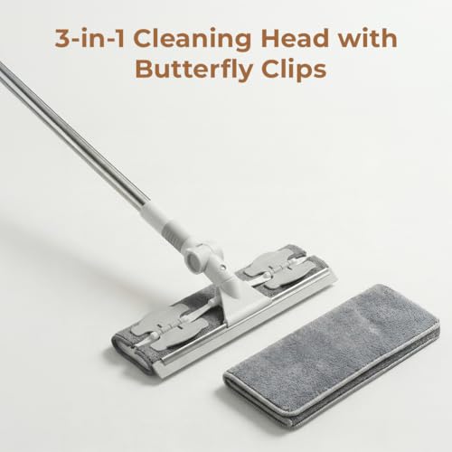 Image of HomeEssentials Multi-Surface Microfiber Mop - 180 Swivel Head for Deep Under-Furniture Cleaning - Extendable Wall & Baseboard Cleaner with Reusable Pads - Lightweight Retractable Mop for Home