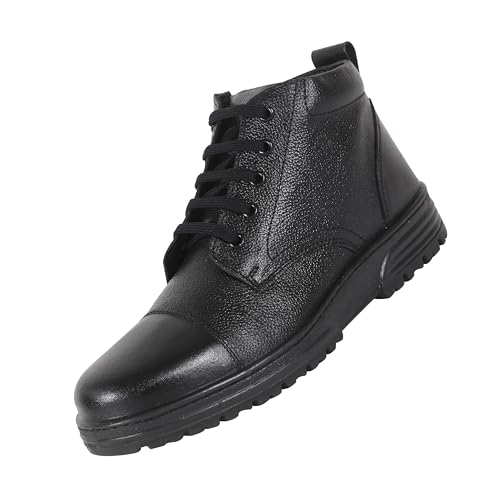 Image of Liberty Warrior 7190-166 Police Boots for Men, Genuine Leather, Single Density PU Sole, Hard Toe, Light Weight, Black & Tan, Sizes-5UK-12UK