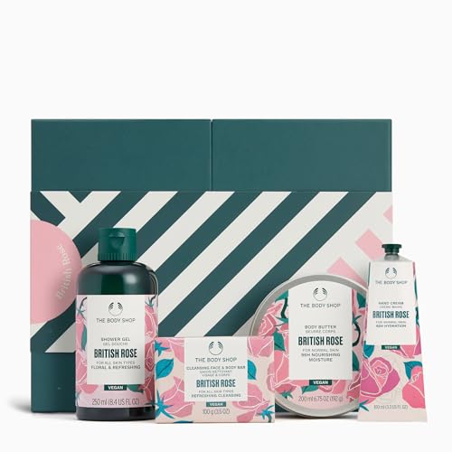 The Body Shop British Rose Delights Collection, Bath and Body Gift Set with Body Butter, Shower Gel, Hand Balm, Soap, 650ml