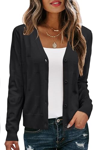 Image of Arach&Cloz Women's Soft Cropped Cardigan Casual Lightweight Shrug Sweater Tops
