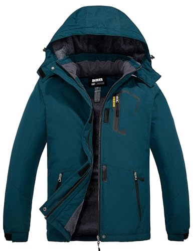 Skieer Women's Winter Skiing Jacket Hooded Windproof Outdoor Rainwear(Dark Teal,S)
