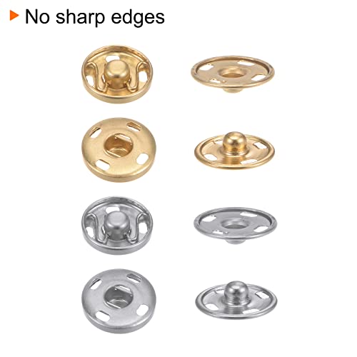Uxcell Sew-On Snap Buttons, 180 Sets 3 Size Copper Metal Snap Fasteners Press Studs Buttons With Storage Box For Sewing Clothing Diy, Golden Silvery Grey Bronze (9Mm, 12Mm, 15Mm) #TOP3