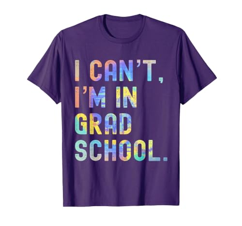 I Can't I'm in Grad School Vintage Graduate School T-Shirt, Men, Purple, Large
