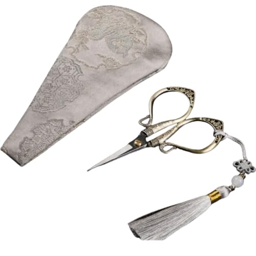 Kiwetオシャレ 小さい はさみ 房付き 鋏 手芸用 かわいい アンティーク シザー ミニシザー 盆栽ハサミ 茶芸 茶葉 本格 刺繍 糸切り りハサミ 裁縫 花柄 ステンレス 鋭い 手芸用はさみ 布切り 裁縫道具 (如意)