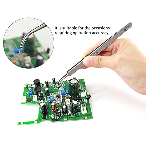 Hochpräzise Edelstahl-Pinzette - Superfeine Fingerabdruck- und Labor-Pinzette Mit Gebogener Spitze für Industrie, Installation und Wartung (Q3)