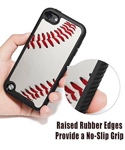 Myturtle Ipod Touch 7Th 6Th 5Th Generation Case Rugged Hybrid Shockproof Nonslip Cover, Realistic 3D Touch Textured Surface, Sports Fan Series, Baseball #TOP3