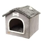 Foldable Indoor Dog Kennel with Removable Cover - Cozy Plush Cave Bed for Small Medium Dogs & Cats, Warm & Portable Pet House