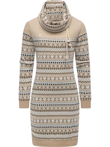 Ragwear Damen Langarm Minikleid kurzes modisches Sommerkleid Chlloe Jacquard YOUMODO Beige Gr. S