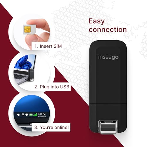 Image of Inseego USB8 Global USB Modem - Portable Unlocked Mobile 4G LTE Modem, High-Speed LTE Performance up to 480 Mbps, for Business Travelers and First Responders