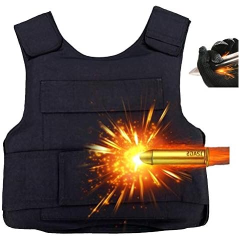 Armor QTrees 32 Layers Bulletproof Vest Explosion-proof Thin-Defense Military Tactical Safety Vest For Men Women (2.8Kg,Black,One Size) Cover