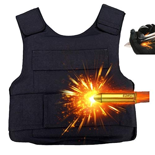 Armor QTrees Colete de segurança tático militar de 32 camadas à prova de explosão à prova de explosões para homens e mulheres (2,8 kg, preto, tamanho único), preto, tamanho único, Preto