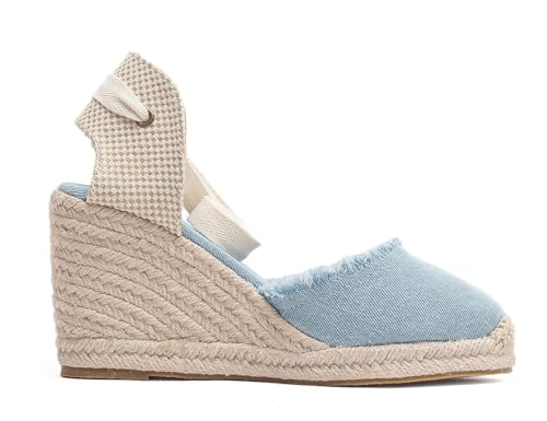 Image of Womens Espadrille Wedge Sandals Closed Toe Platform Lace Up Ankle Strap Slingback Summer Dress Shoes
