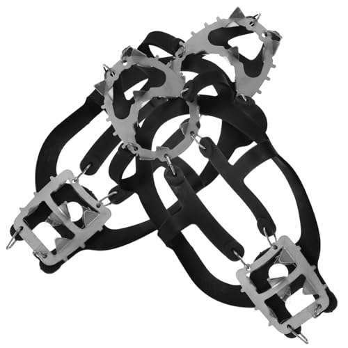 JEWEDECO 18 Teeth Ice Crampons for Shoes Winter Outdoor Ice Grippers Snow Cleats