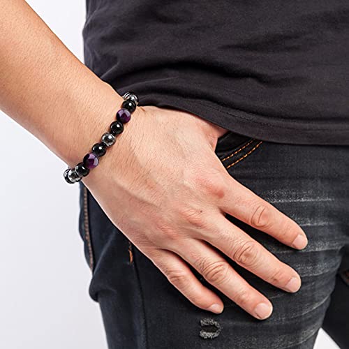 Kiomoy Triple Protection Bracelet For Protection Bring Luck And Prosperity Hematite Black Obsidian Tiger Eye Stone Bracelets (Stone-Cs-Ctp) #TOP3