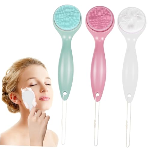 Homoyoyo Silicone Manual Facial Cleansing Brush Set 3 Face Wash Brushes for Gentle Exfoliation Handheld for Men Women Face Scrubber Skin Care Tools